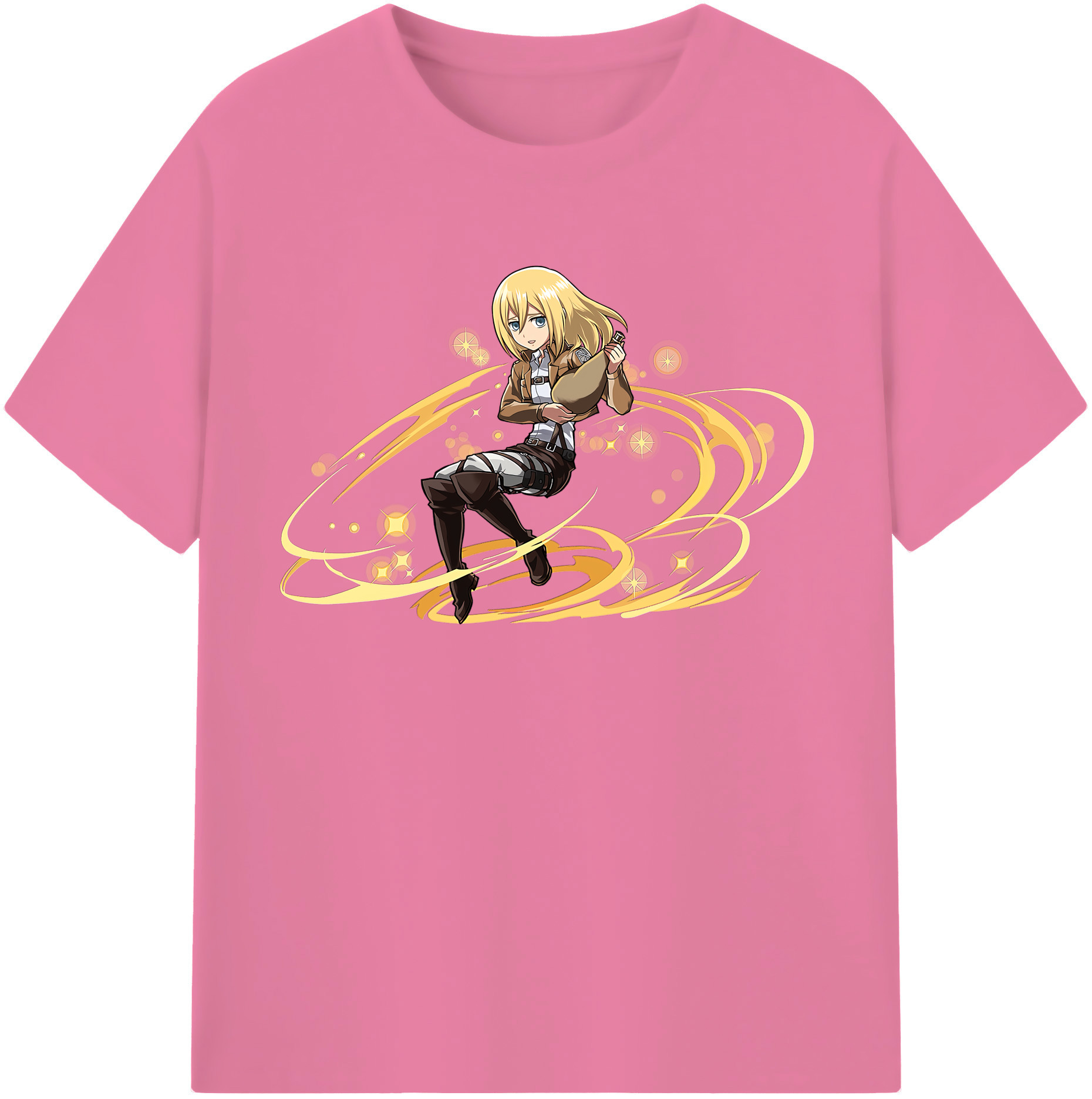 （画像用） 進撃の巨人 クリスタ·レンズ Attack on Titan Christa Lenz 綿100％半袖Tシャツ（フロントプリント）